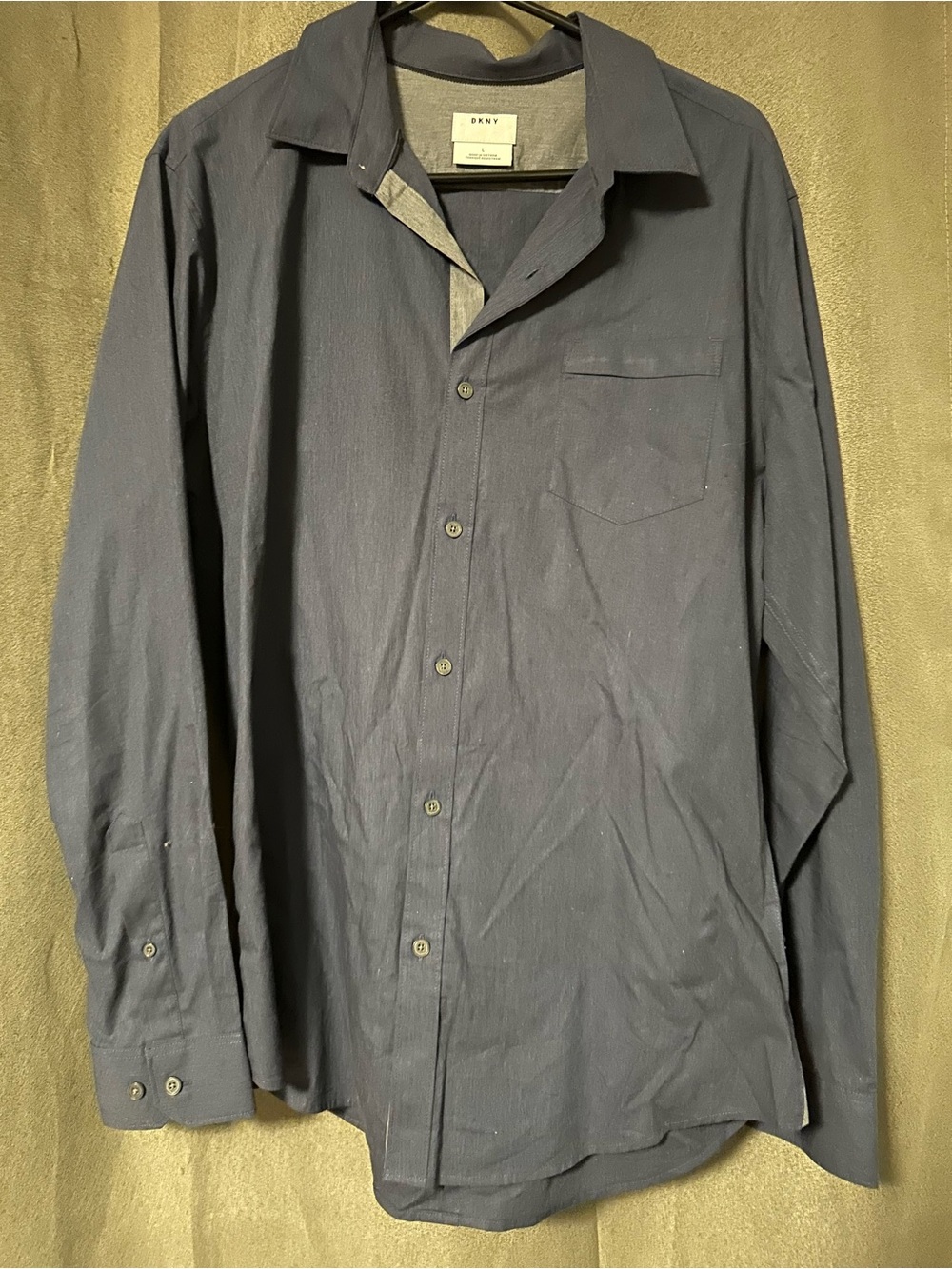 DKNY Men's Dark Navy Long-Sleeve Button Down Shirt